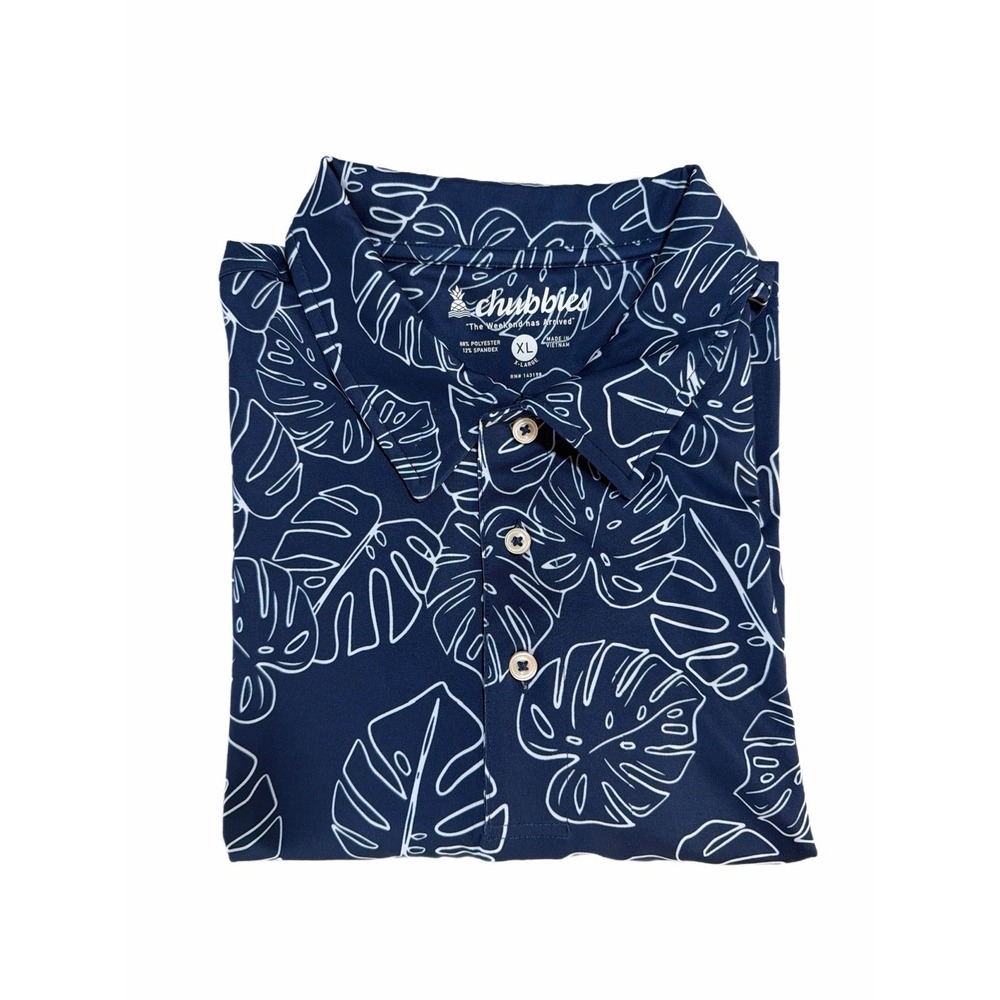 Chubbies Monstera Moment Men's Short Sleeve Golf Polo Shirt Hawaiian Floral - XL